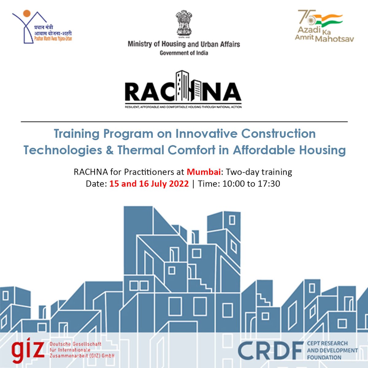 𝗧𝘄𝗼-𝗱𝗮𝘆 𝘁𝗿𝗮𝗶𝗻𝗶𝗻𝗴 𝗽𝗿𝗼𝗴𝗿𝗮𝗺 𝗼𝗻 𝗜𝗻𝗻𝗼𝘃𝗮𝘁𝗶𝘃𝗲 𝗖𝗼𝗻𝘀𝘁𝗿𝘂𝗰𝘁𝗶𝗼𝗻 𝗧𝗲𝗰𝗵𝗻𝗼𝗹𝗼𝗴𝗶𝗲𝘀 &amp; 𝗧𝗵𝗲𝗿𝗺𝗮𝗹 𝗖𝗼𝗺𝗳𝗼𝗿𝘁 𝗶𝗻 𝗔𝗳𝗳𝗼𝗿𝗱𝗮𝗯𝗹𝗲 𝗛𝗼𝘂𝘀𝗶𝗻𝗴 𝗼𝗻 𝟭𝟱-𝟭𝟲 𝗝𝘂𝗹𝘆 𝗶𝗻 𝗠𝘂𝗺𝗯𝗮𝗶 

Register: bit.ly/3Rma8lz
