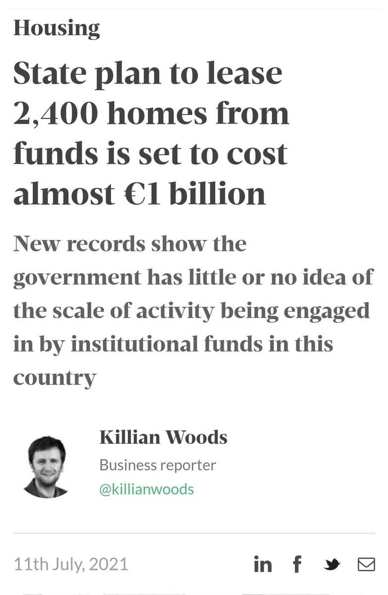 caulmick's tweet photo. #OnthisDay 2021
State plan to lease 2,400 homes from funds is set to cost almost €1 billion
▪️New records show government has little or no idea of scale of activity being engaged by institutional funds in country
#vulturefunds
#NoConfidenceGov 👎
https://t.co/gWqsVorUwp https://t.co/Wy5mcvtJAk