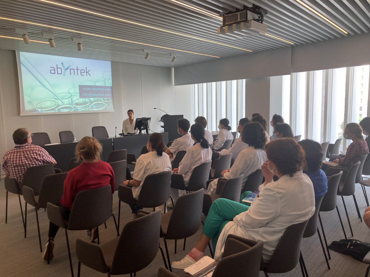 Abyntek's tweet photo. #SEMINARIO | Nuestra asesora científica Nerea Arias-Jayo ha impartido un seminario técnico sobre la tecnología #CRISPR en @biocrucesHRI
¡Muchas gracias al equipo de #Biocruces y especialmente al Dr. Rafael Pulido y a Leire Blanco por vuestra fantástica acogida!
#Abyntek https://t.co/Noam7csN0B