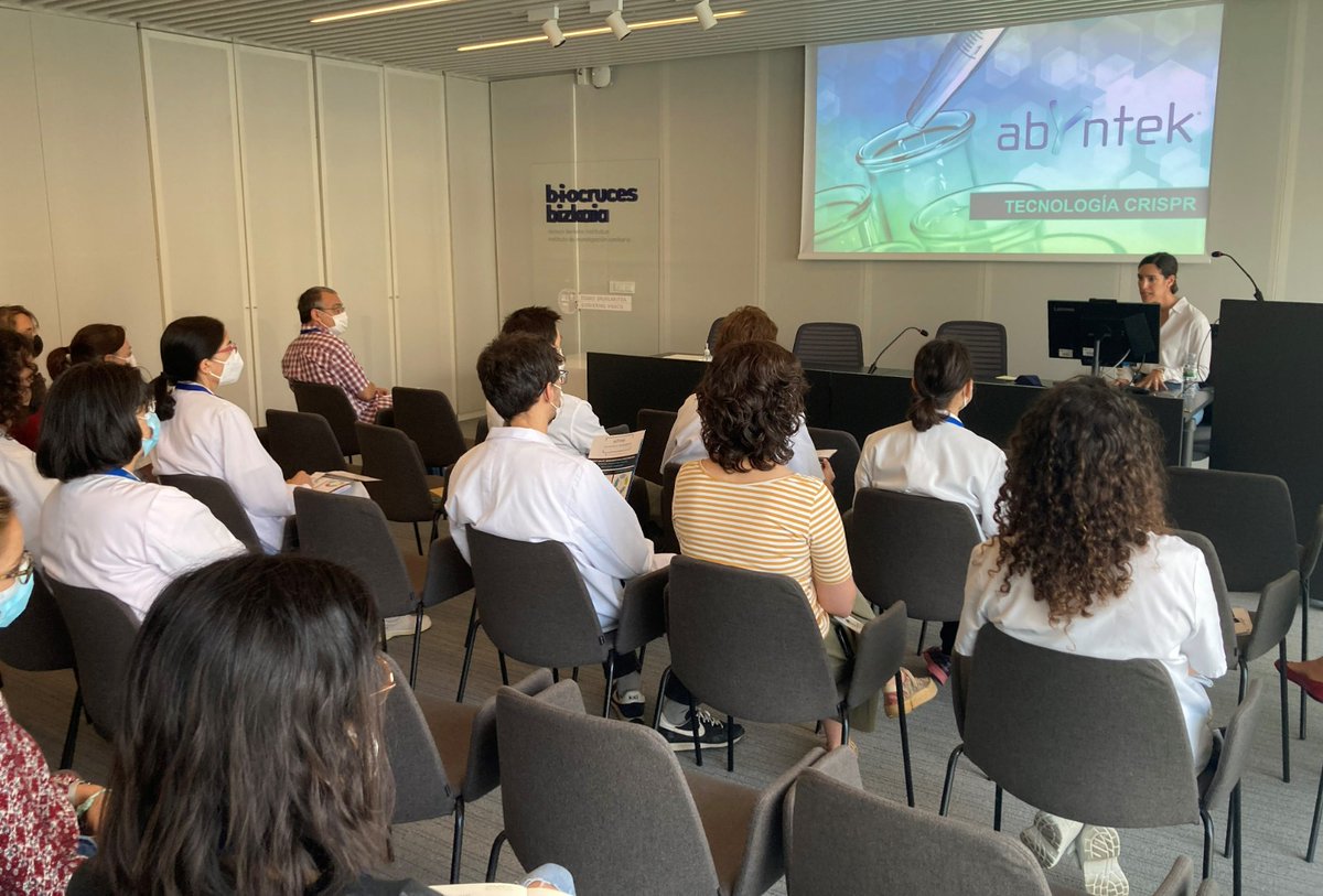 Abyntek's tweet photo. #SEMINARIO | Nuestra asesora científica Nerea Arias-Jayo ha impartido un seminario técnico sobre la tecnología #CRISPR en @biocrucesHRI
¡Muchas gracias al equipo de #Biocruces y especialmente al Dr. Rafael Pulido y a Leire Blanco por vuestra fantástica acogida!
#Abyntek https://t.co/Noam7csN0B