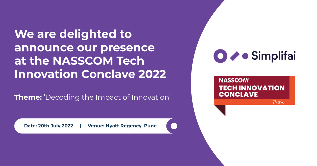 simplifai_ai's tweet photo. We are excited to be a part of the NASSCOM Tech Innovation Conclave 2022 taking place in Pune, India. It will help companies discover an advanced &amp; inventive approach to leadership, business strategy &amp; innovation in a digital ecosystem.
https://t.co/3OJlwgcTlN

#Nasscomevents https://t.co/VvB0aiQoLt