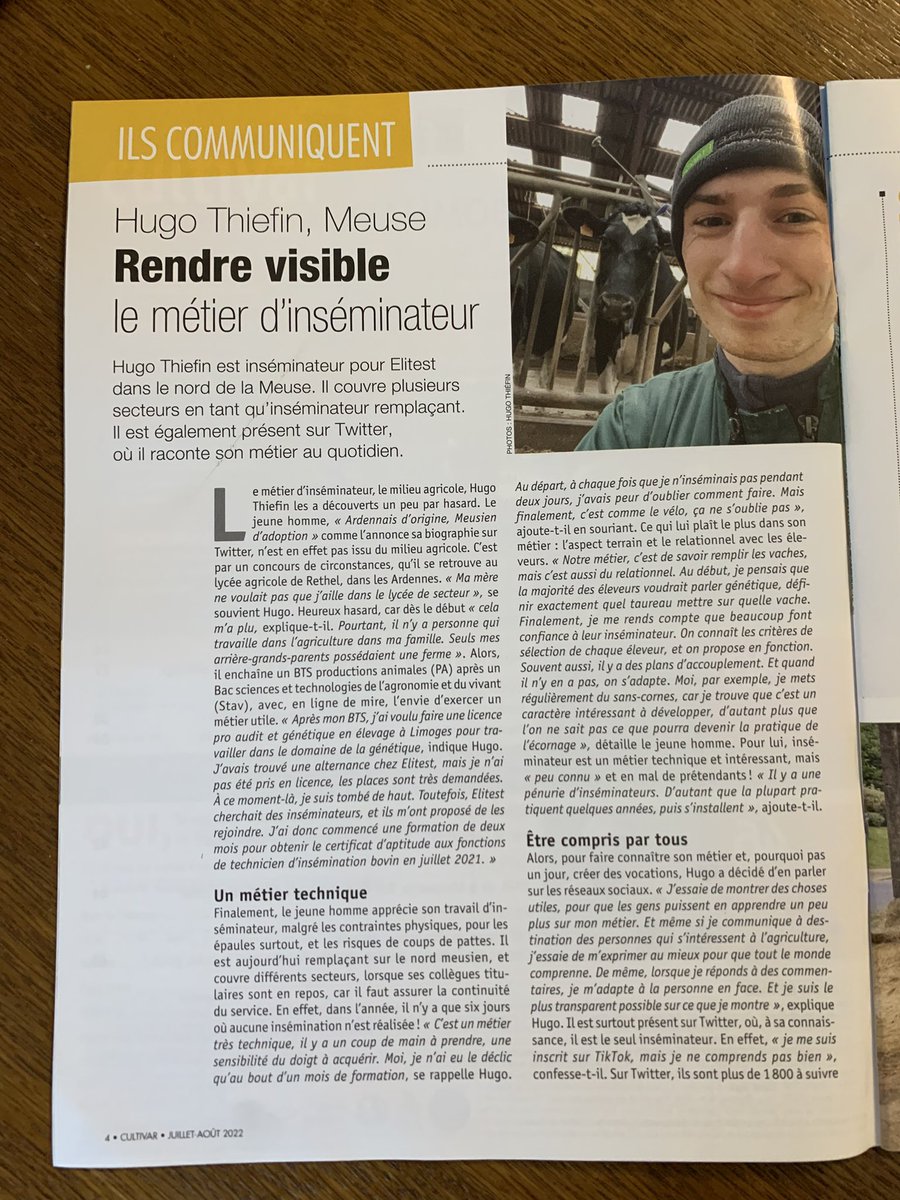 HThiefin's tweet image. Extrêmement fier de pouvoir vous faire partager ma passion de l’élevage, ainsi que de mon métier.
Merci à @Agathe_Leg pour l’article.
(Cultivar Élevage, Juillet-Août 2022, numéro 745)
#FrAgTw