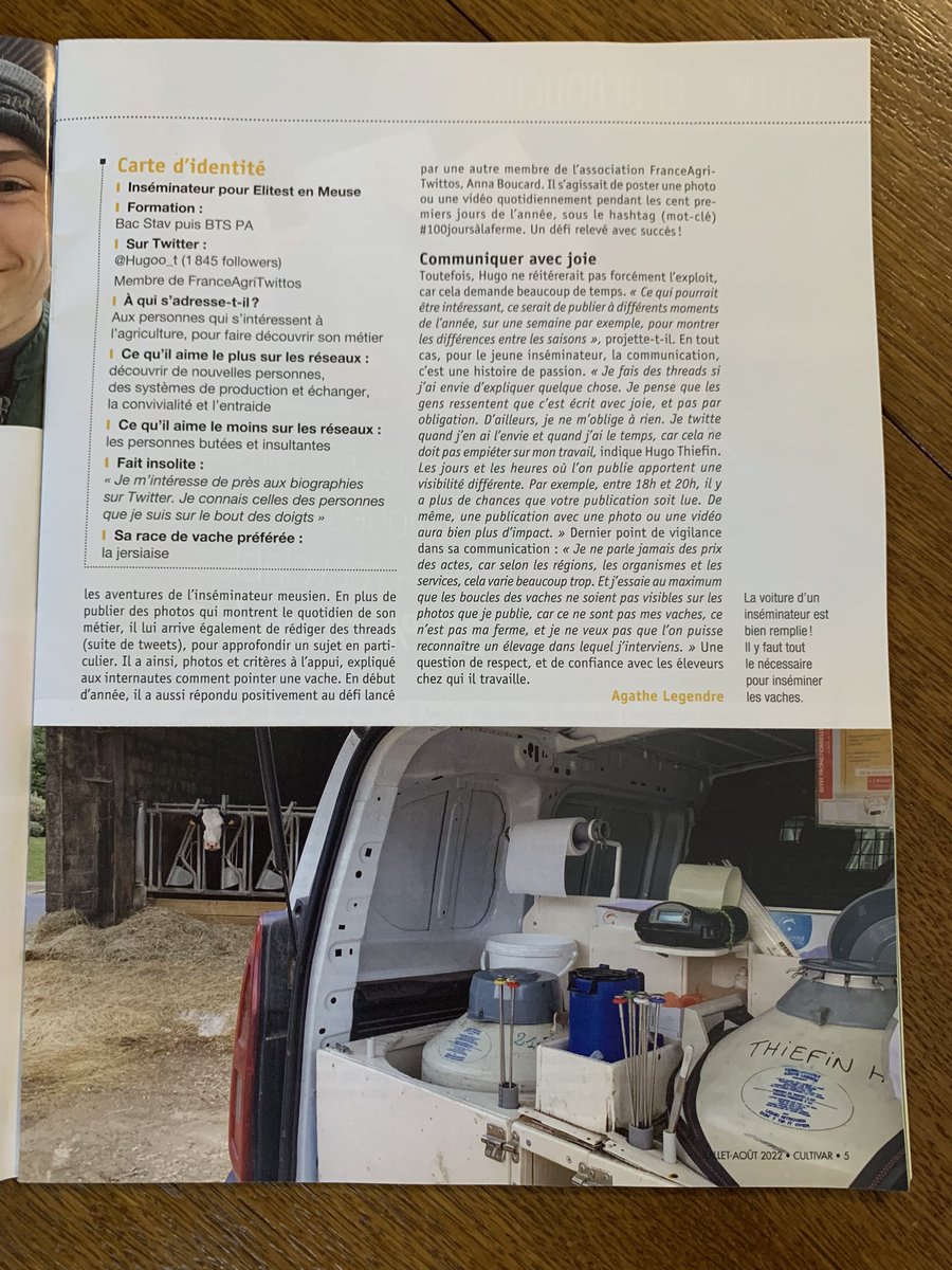 HThiefin's tweet image. Extrêmement fier de pouvoir vous faire partager ma passion de l’élevage, ainsi que de mon métier.
Merci à @Agathe_Leg pour l’article.
(Cultivar Élevage, Juillet-Août 2022, numéro 745)
#FrAgTw