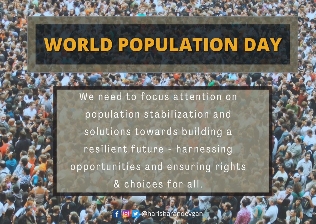 harisharandevgn's tweet photo. The world will reach a #population of #8billion this year. 
We need to focus attention on #populationstabilisation and solutions towards building a resilient future - harnessing opportunities and ensuring rights &amp; choices for all. #WorldPopulationDay #MondayMotivation https://t.co/bIlIAqYswL