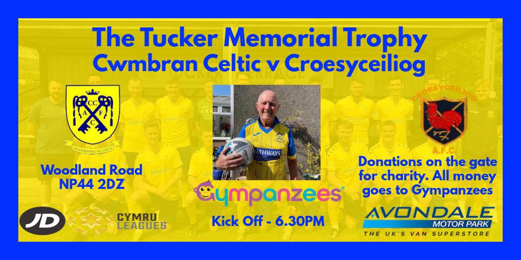 CwmbranCeltic's tweet photo. ⚽️ The Tucker Memorial Trophy ⚽️

Friday night sees old friends re unite. We head to Woodland Road to face @croesyafc. Not just a pre season friendly for both sides but the game will become an annual one in memory of club legend Terry ‘Tucker’ Cunningham. 

#CCFC #YouYellows https://t.co/yPqVUO3EDJ