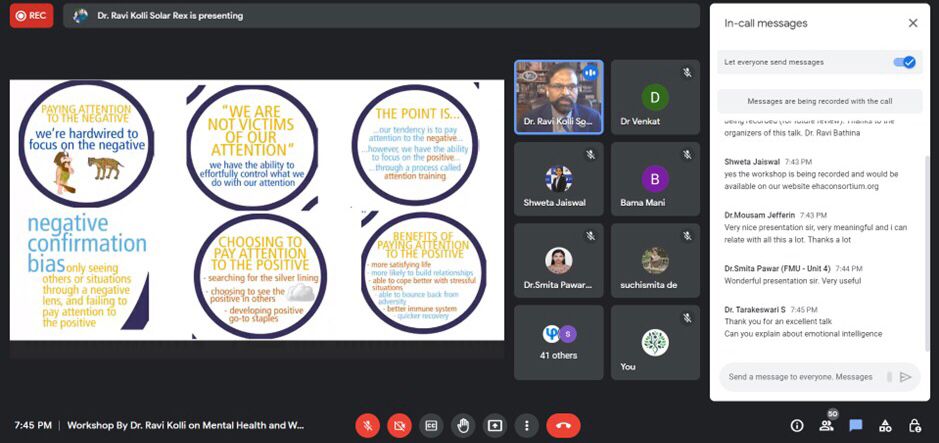 AccessEquitable's tweet image. @AccessEquitable organized a workshop on ‘Mental Health and Well-Being of HCPs’ last week which was presided by Dr. Ravi Kolli,an eminent Psychiatrist and President of the AAPI. Dr. Kolli said, "Communication and spreading awareness are key in preventing mental health disorders."