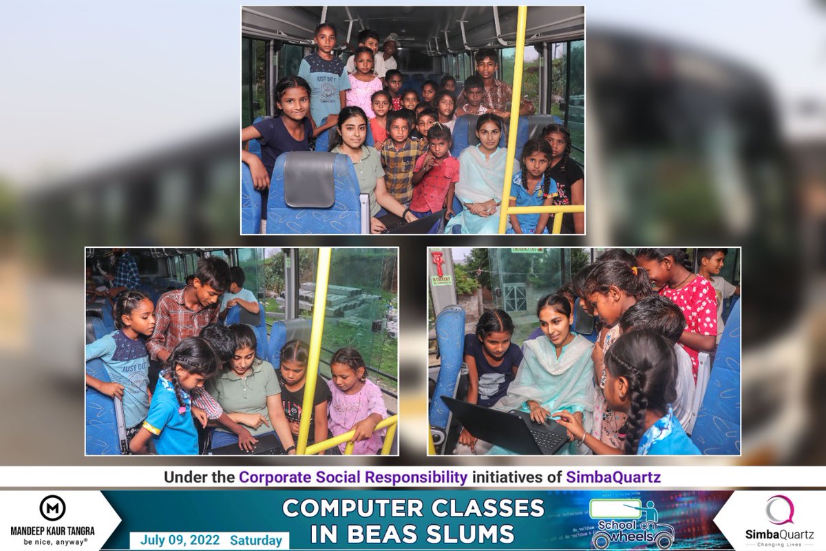 Mandeep_Tangra's tweet photo. Our team organized a special computer class in the slums of Beas a few days back. This was for the school-going children of these slum areas and was special because it was not in any room but in the @simbaquartz  bus.
#TechForSlum |  #TechSchoolOnWheels | #MandeepKaurTangra https://t.co/uIyvXmwOAq