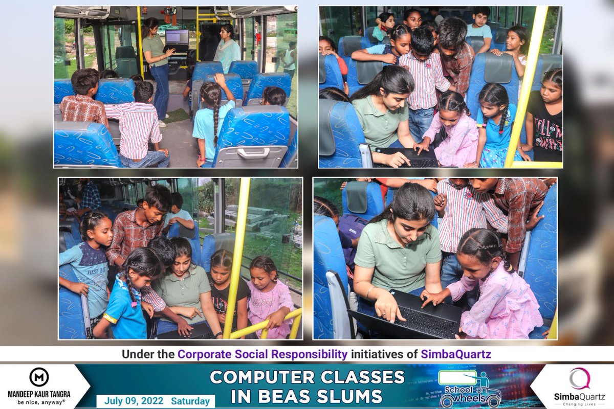 Mandeep_Tangra's tweet photo. Our team organized a special computer class in the slums of Beas a few days back. This was for the school-going children of these slum areas and was special because it was not in any room but in the @simbaquartz  bus.
#TechForSlum |  #TechSchoolOnWheels | #MandeepKaurTangra https://t.co/uIyvXmwOAq