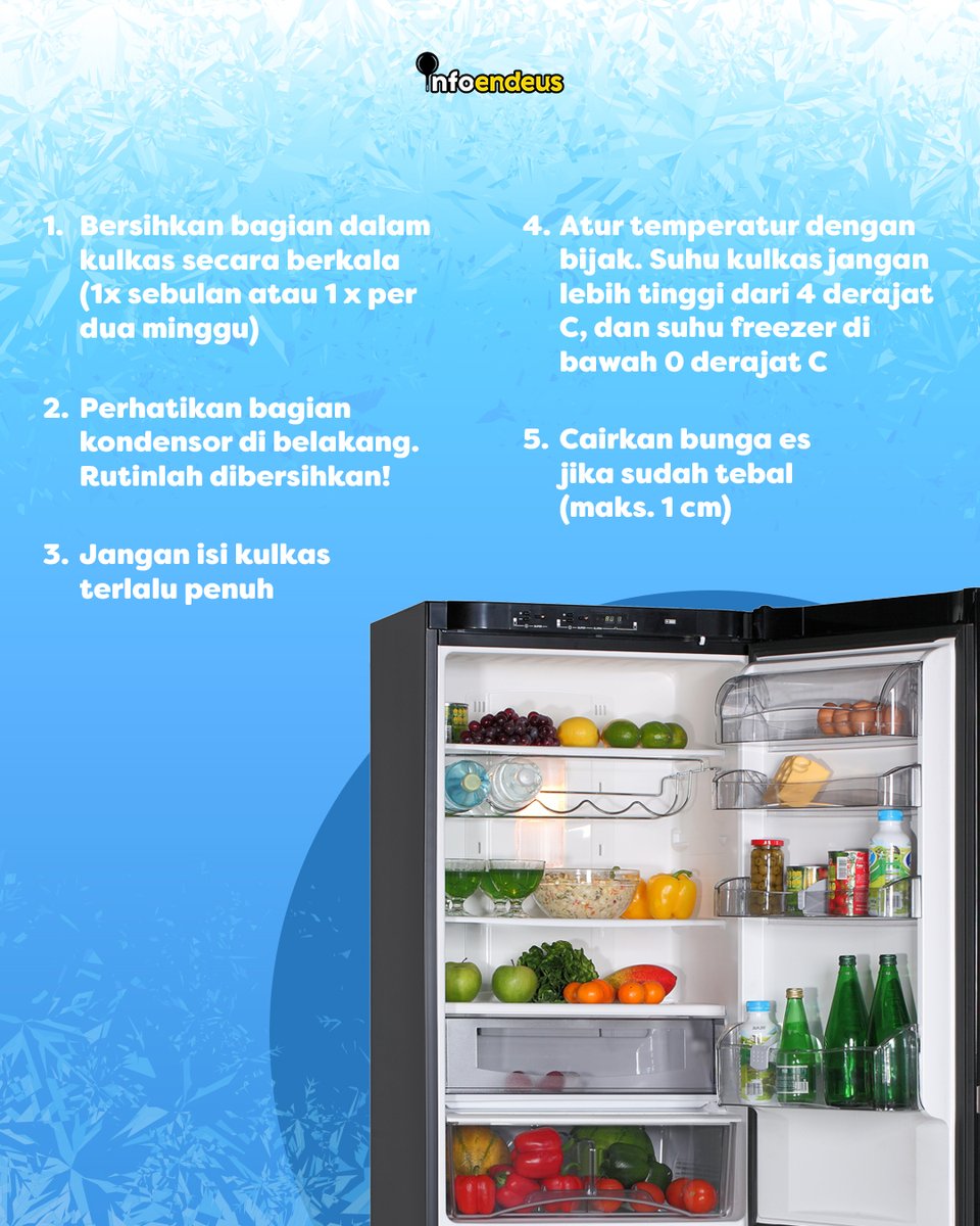 Biar kulkas awet, yuk baca cara merawatnya!

#Endeus #InspirasiMasakTiapHari #LoveHomeFood #AdaEndeus #MasakCepat #MasakSehat #MasakHemat #infoendeus