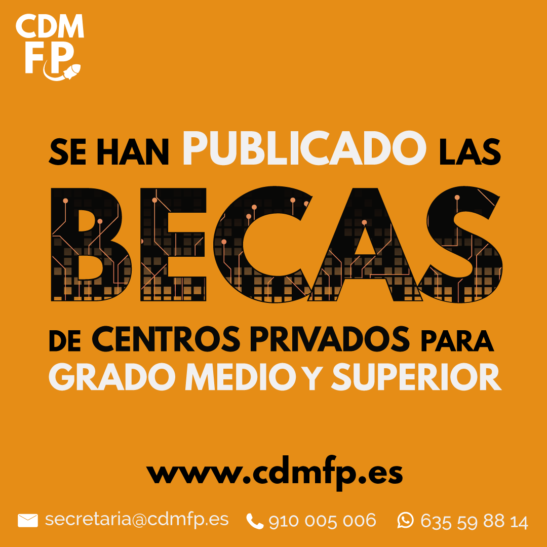 cdm_fp's tweet photo. ¿Estás pensando en estudiar una #FP? 📚

¡Esto va a interesarte! Ya han salido las #BECAS para estudiar #formacionprofesional en centros privados de #ComunidadDeMadrid 😱😱

¡Impulsa tu futuro profesional con CDM FP! 💪🚀
910 005 006 / secretaria@cdmfp.es
https://t.co/luVS0zduiH https://t.co/jrov3fjIKl
