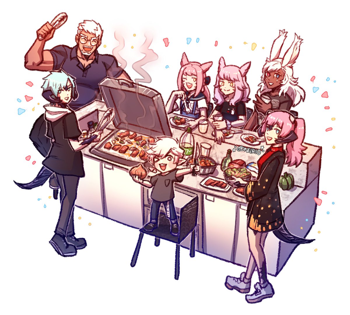 null 「met up with the fc for a bbq yesterday! 」|Oneirio@Uni📚のイラスト