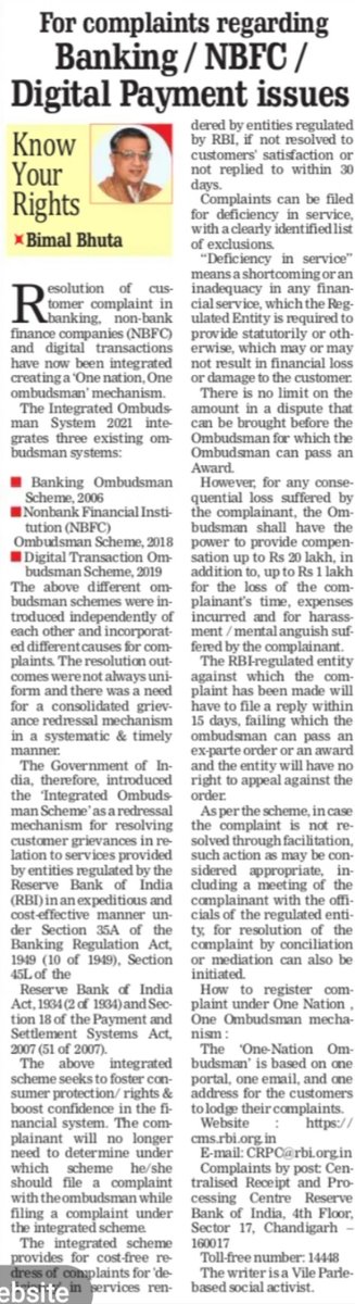BimalBhuta's tweet photo. Weekly Column in Free Press Journal 
Topic : Resolution of Banking / NBFC / Digital Payment Issues @Dev_Fadnavis @MPLodha @poonam_mahajan @pawantripathi_ @parag_alavani @AmeetSatam @CAPratikKarpe https://t.co/2aeWLacBjT
