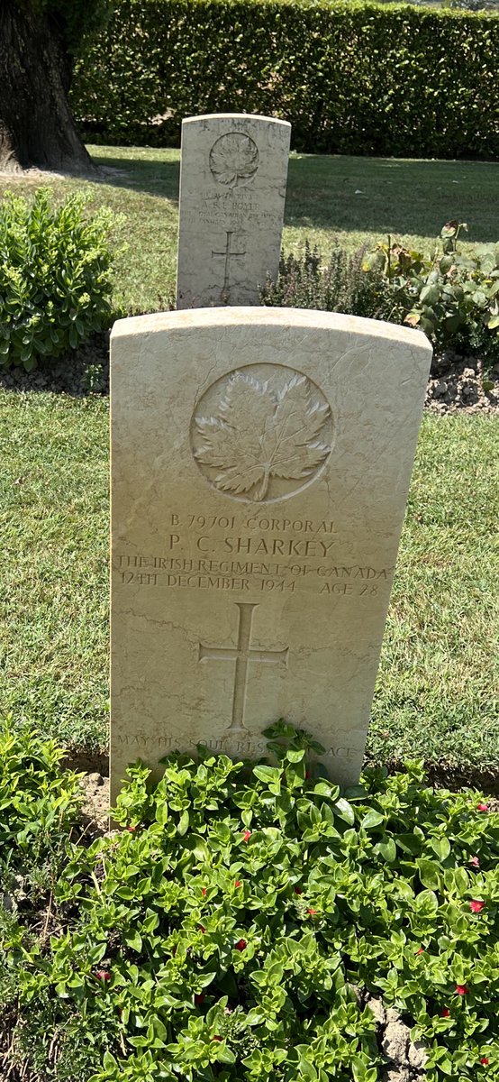 irishbrigadeww's tweet image. While visiting Argenta on Friday, I noted the final resting place of Patrick Sharkey from Prince Edward Island, who served in Italy with the Irish Regiment of Canada 🇨🇦.