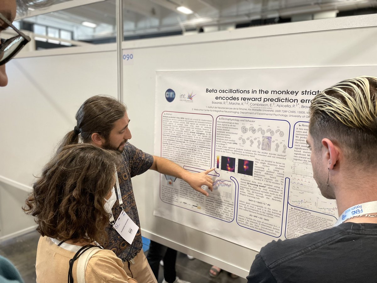 Mélina Cordeau (@cordeaumelina) on Twitter photo 👉🏼 Ruggero Basanisi <a href="/rbasasasa/">Ruggero Basanisi</a>
📍Poster session #FENS2022
🧠 He present his LFP analysis on monkey's striatum, showing that beta oscillations carries information about reward prediction errors, following a rostro-ventral to caudo-dorsal axis.
#FENSAmbassador <a href="/SocNeuro_Tweets/">Société des Neurosciences</a> 👉🏼 Ruggero Basanisi <a href="/rbasasasa/">Ruggero Basanisi</a>
📍Poster session #FENS2022
🧠 He present his LFP analysis on monkey's striatum, showing that beta oscillations carries information about reward prediction errors, following a rostro-ventral to caudo-dorsal axis.
#FENSAmbassador <a href="/SocNeuro_Tweets/">Société des Neurosciences</a>