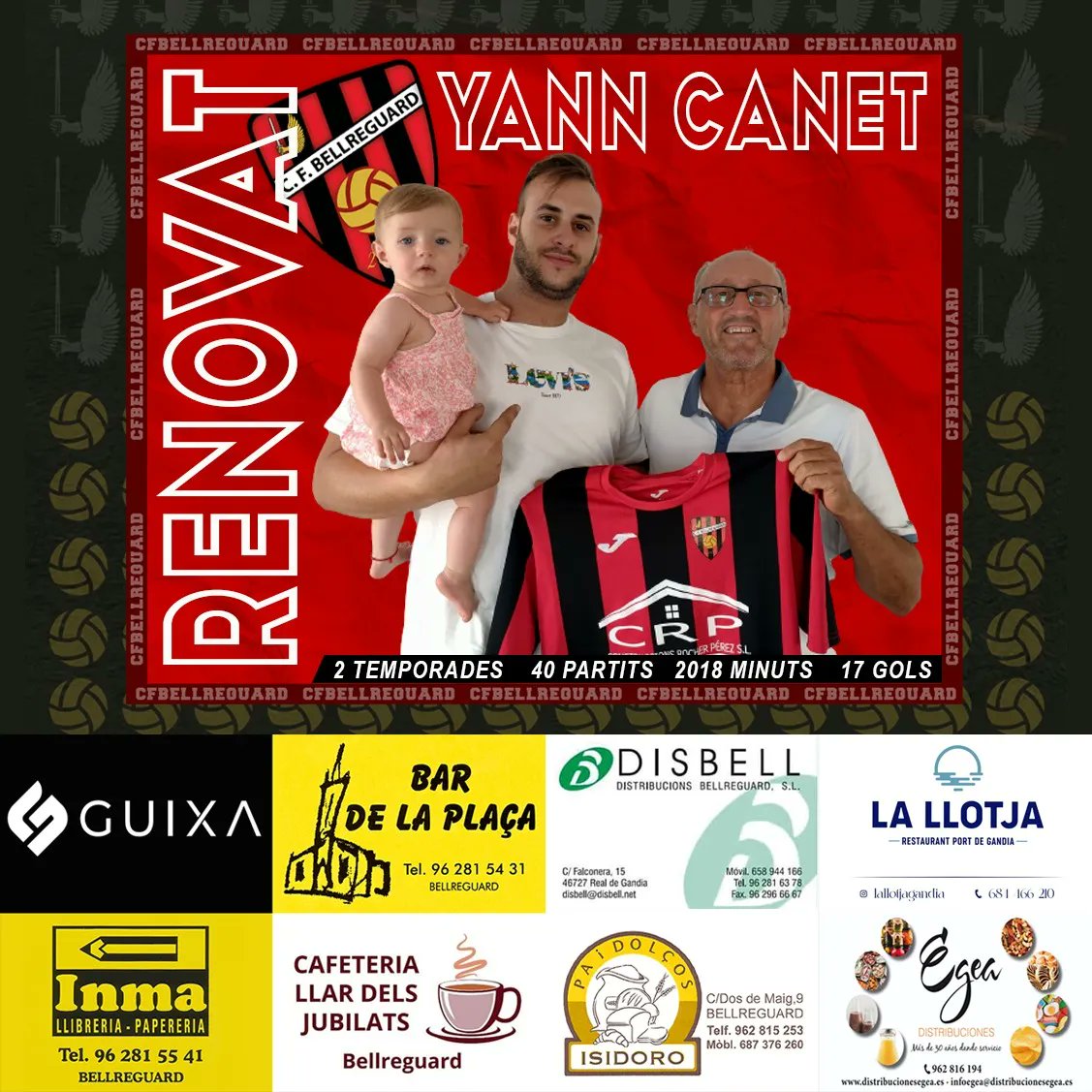 CFBellreguard's tweet photo. 🤝🏻 RENOVACIÓ| El "killer" Yann i Mia renoven amb nosaltres. Un davanter de gran envergadura, amb potència, calitat, i molt de gol. Molta sort @yanncanet999 ❤️🖤❤️ https://t.co/c2xYxERfUB