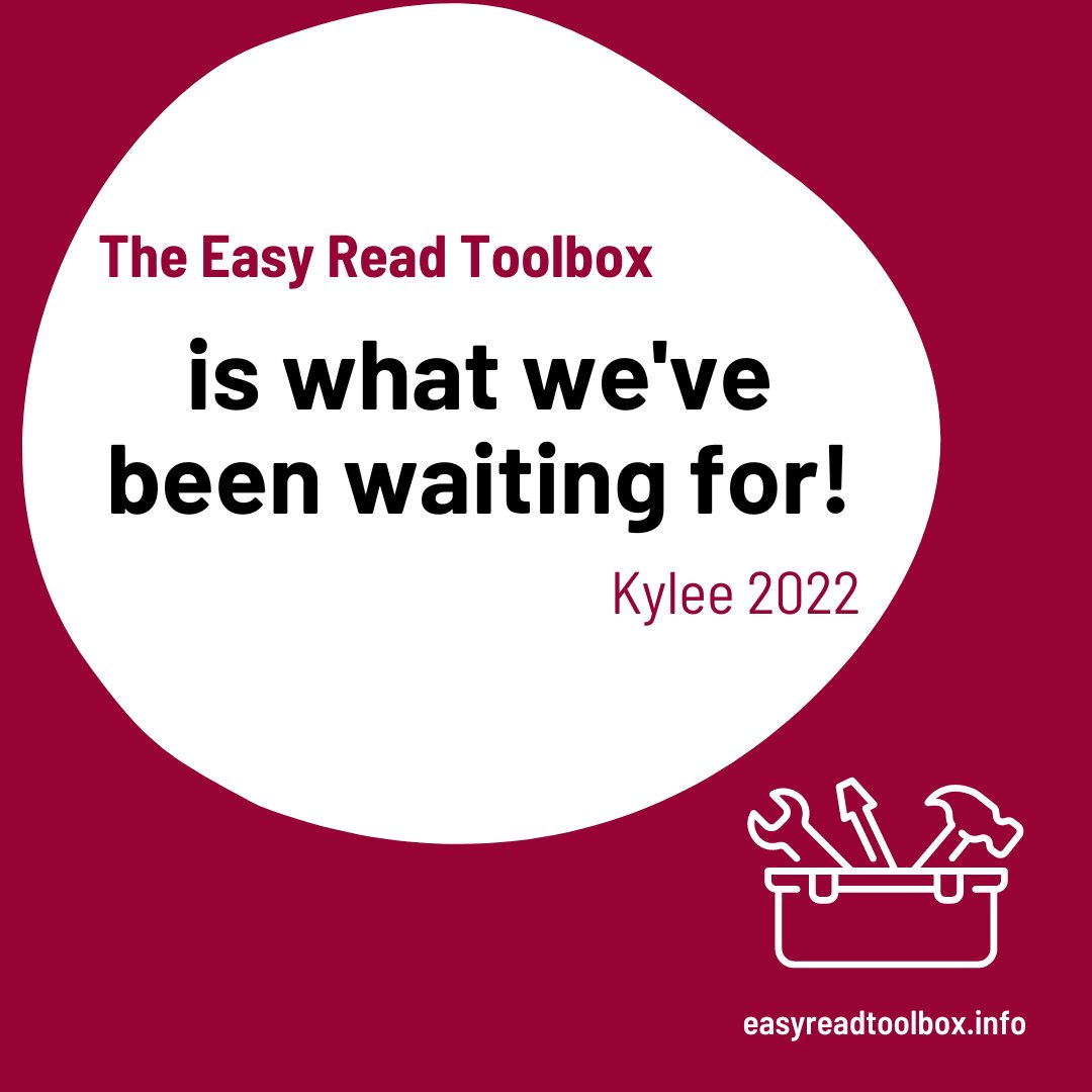 brazen20au's tweet photo. "This is what we've been waiting for, what we've needed someone to do. We've been talking about needing this [#TheEasyReadToolbox] since 2016!"
- - Kylee working in #AccessibleCommunication #EasyEnglish &amp; #EasyRead

https://t.co/Uuo62Zvnbo
[ID: Text as above. Toolbox logo] https://t.co/ghYezfaBSl