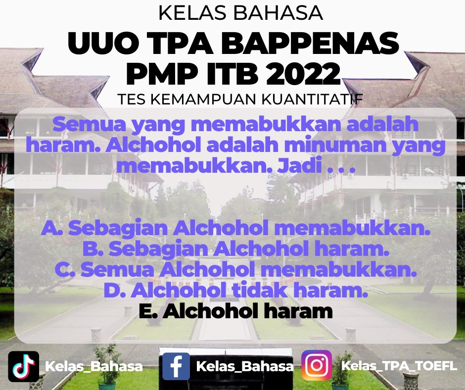 Kelas_ppds's tweet image. Latsol TPA ITB 2022

#magisteritb #pmbitb #doktoralitb #pascasarjanaitb #tpaitb #tpabappenasitb #toeflitb #tbiitb #ITB