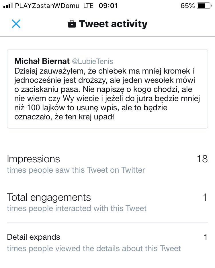 Tak jak obiecałem mój wpis usunąłem bo nie wywołał żadnej reakcji, ani dobrej ani złej. To oznacza, że nie ma ratunku dla tego kraju ogarniętego pisiorską zarazą. To tragiczne i bardzo smutne. Nie będę dłużej tego świadkiem i może wrócę jak coś się zmieni, tylko kiedy niewiadomo