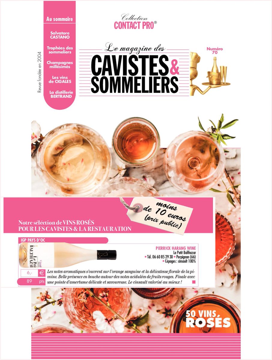Qui a la meilleure note dans les selection des meilleurs rosés à moins de 10€ dans le Magazine des Cavistes et Sommeliers?
Le Petit Balthazar rosé 2021 avec 89/100! 🍾💪🏻😎🥳
#balthazardanslapresse 
@agence_force4 @les_celliers_jean_dalibert @paysdocigpwines
