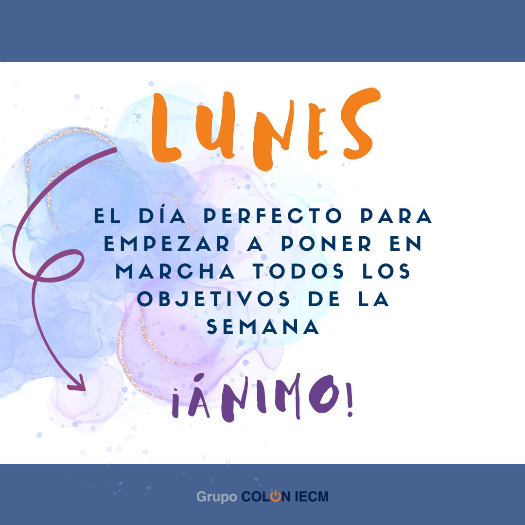 🌞 ¡Buenos días team!🌞

Arrancamos lunes con tiempazo y ánimos por las nubes💪

¿Cuáles son tus objetivos de esta semana? ¡Es momento de ponerse en marcha! ✨

#GrupoColon #Frasedeldia