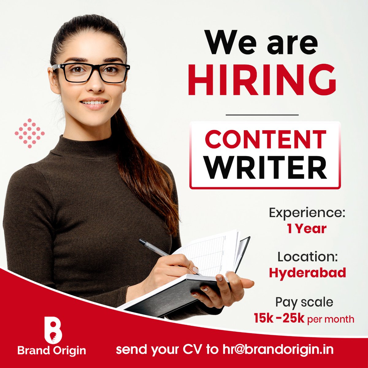 brandorigin_co's tweet photo. Brandorigin is looking for Creative content writers. Interested candidates can send their resume to 9697969763..
#hiring #gethired #contentwriters https://t.co/pqlYh1KmQ8