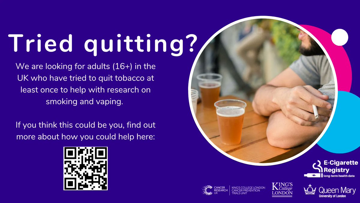 Good morning! We're looking for people who have tried to quit smoking, both with and without vaping so that researchers can compare the two. Find out more here buff.ly/3bW9XgA
