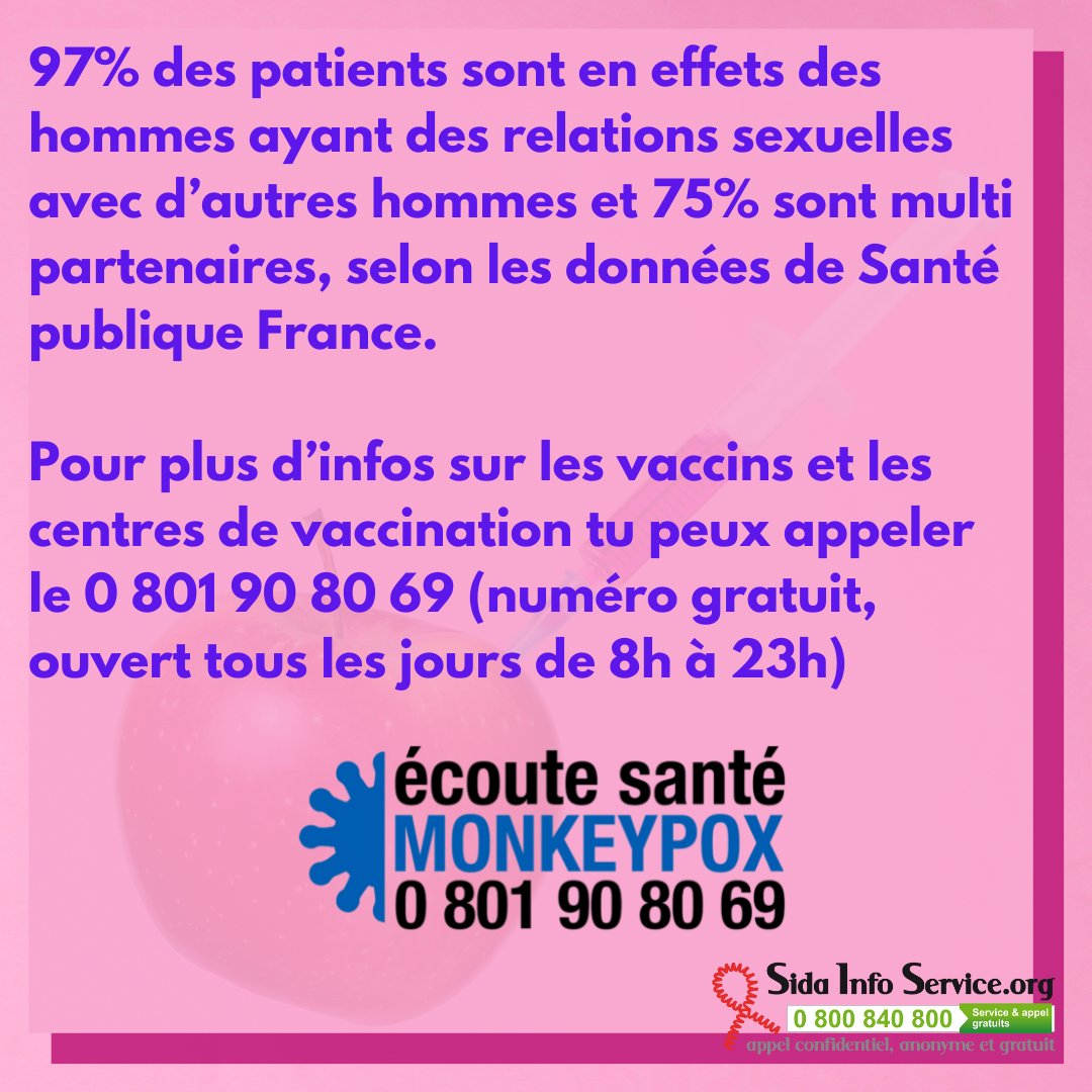 SidaInfoService's tweet image. Pour plus d'infos sur la vaccination contre la variole du singe : 0 801 90 80 69 📞