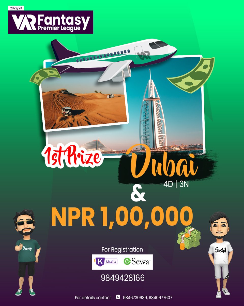 TheVARShow1's tweet photo. VAR Fantasy Premier League 

Register your team and send us the screenshot of the payment on our Instagram (https://t.co/s7miSh0oTK)  to get the code of the league. 

For Registration : Esewa/ Khalti - 9849428166

Registration Open Till: 5th August 2022

#TheVARShow #varfantasy https://t.co/2Esig25Hkl