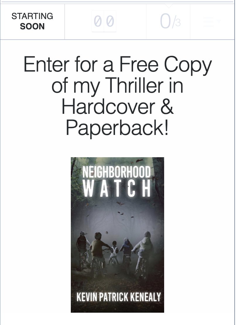 I'm raffling off a free copy of both my paperback and hardcover today-July 18!
visit kevinpatrickkenealy.com to enter!