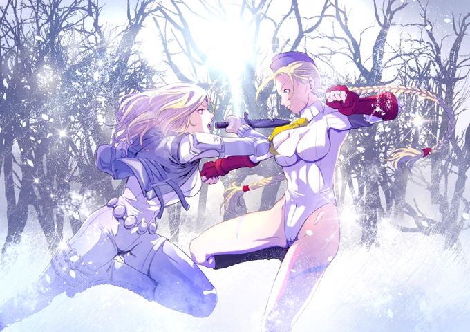 エレーナvsキャミィ 以前描いた時は線画ブラシが気に入らなくて詰め切れなかったのでまるまる描き直してみました#格ゲーキャラ描こうぜ #カプコン #マーベル #MarvelvsCapcom #マブカプ 