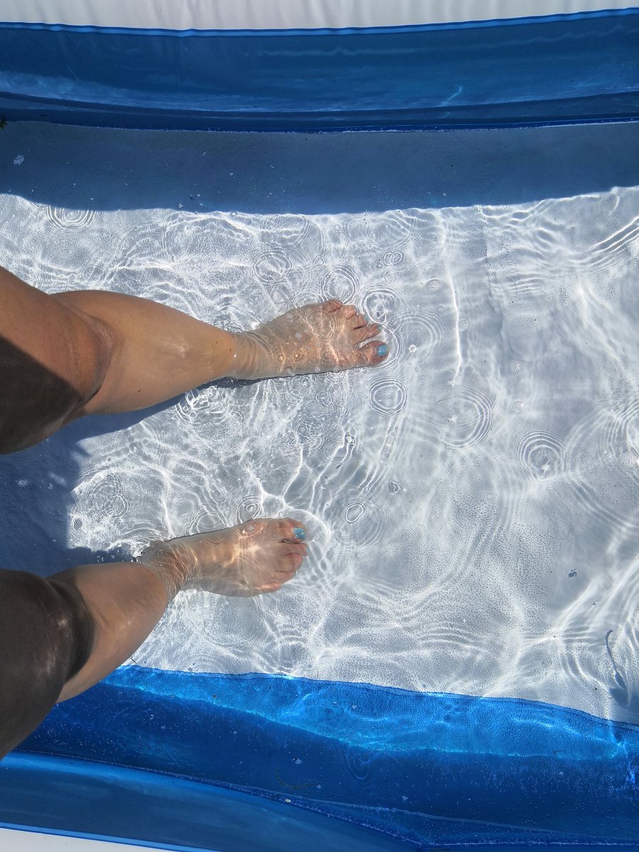 katekelland's tweet image. Oscar &amp;amp; I have retreated down the garden to work, thanks @DEJPett for boosting the WiFi signal. #paddlingPool #Heatwave2022 #heatwaveuk #WorkingFromHome