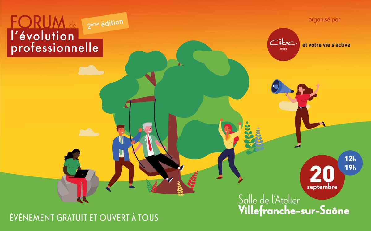 📆SAVE THE DATE // nous organisons la 2ème édition du Forum de l'Evolution Professionnelle ! 
⏱le mardi 20 septembre de 12h à 19h à la Salle de l'Atelier à Villefranche sur Saône. 
🤝Un événement pour vous aider dans vos projets professionnels
Gratuit
cibc-auvergne-rhone-alpes.fr/2022/07/04/for…