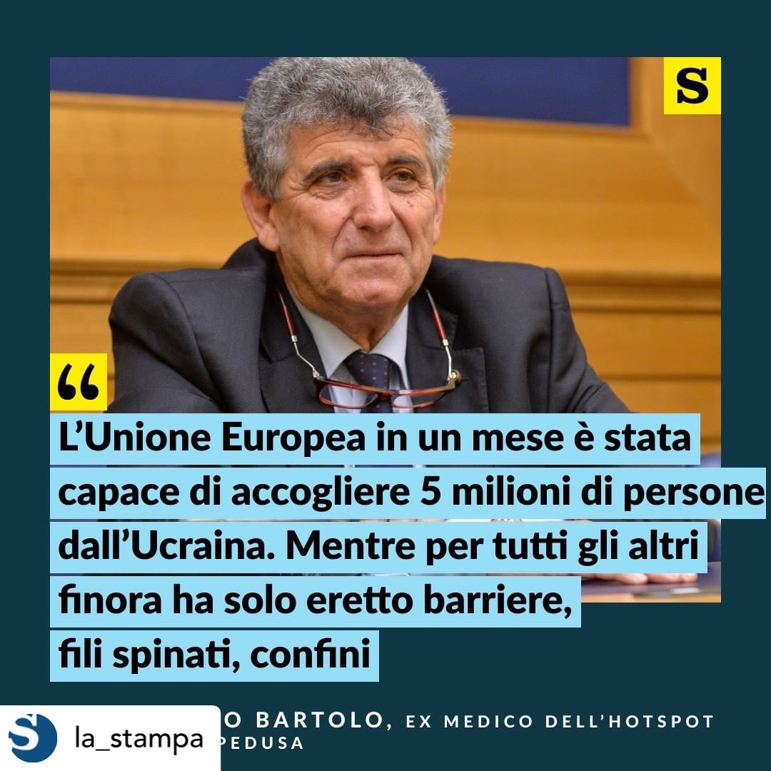 Negare a chi fugge dalle guerre il diritto di avere asilo è razzismo puro

Pietro Bartolo nell’intervista di oggi su <a href="/LaStampa/">La Stampa</a> 
#lampedusa #migranti #razzismo #ue