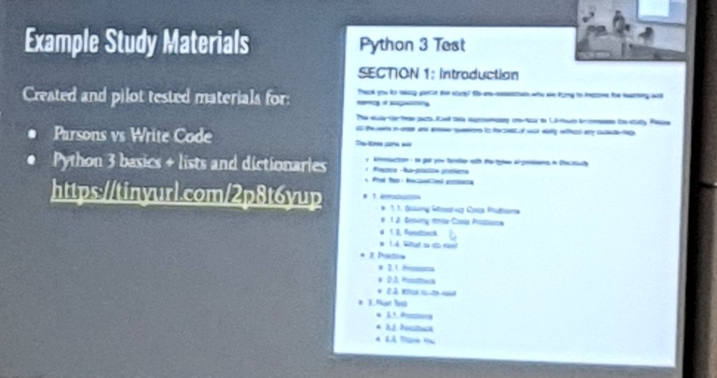 sjayc's tweet photo. Full House today at #ITiCSE2022 for working group presentations:9 presentations, 10 minutes each- lovely format.
Really like #ParsonsProblems for teaching and learning #programming - will try to integrate into @Colaistebride #ComputerScience and #Coding classes next year. @PDSTcs https://t.co/4YZP9VSnDl