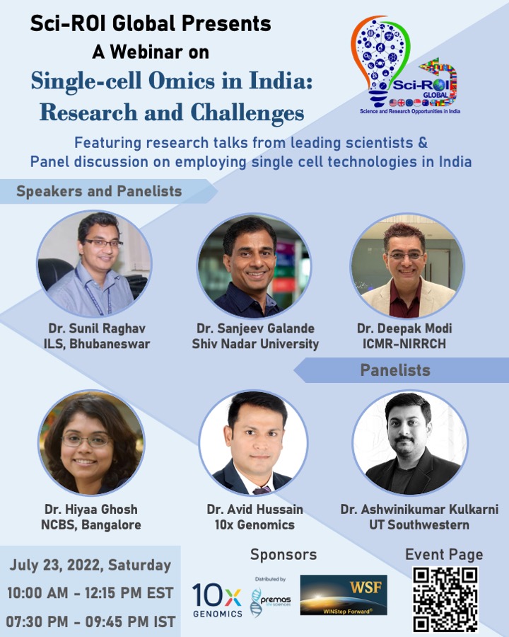 Kalki Kukreja (@kalkikukreja) on Twitter photo Interested to learn abt single-cell genomics research in India? Join <a href="/Sci_ROI/">Sci-ROI: Science & Research Opportunities in India</a>'s webinar on prospects and challenges of employing sc-omics in India.
July 23rd (Saturday) 10 am to 12:15 pm EDT
More info and registration link here: sciroi.net/event/challeng…
RT n spread the word 🙏 Interested to learn abt single-cell genomics research in India? Join <a href="/Sci_ROI/">Sci-ROI: Science & Research Opportunities in India</a>'s webinar on prospects and challenges of employing sc-omics in India.
July 23rd (Saturday) 10 am to 12:15 pm EDT
More info and registration link here: sciroi.net/event/challeng…
RT n spread the word 🙏