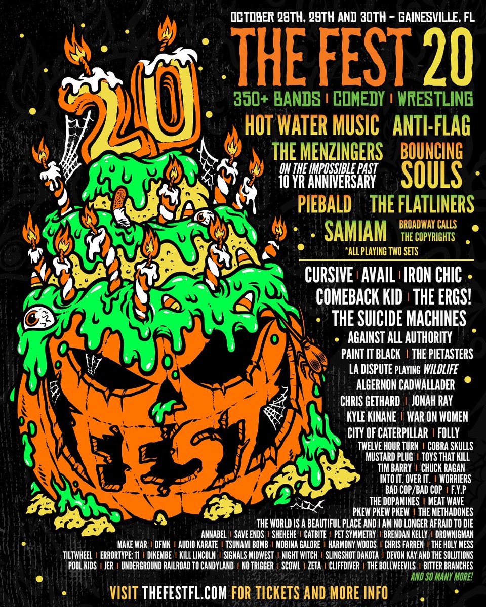 We're excited to be added to the lineup of @thefestfl in Gainesville, FL October 28-30, 2022. Get your tickets and info at thefestfl.com. Music, Comedy, Wrestling - over 350 bands including Hot Water Music, Anti Flag, Cursive, AVAIL  and many more.
