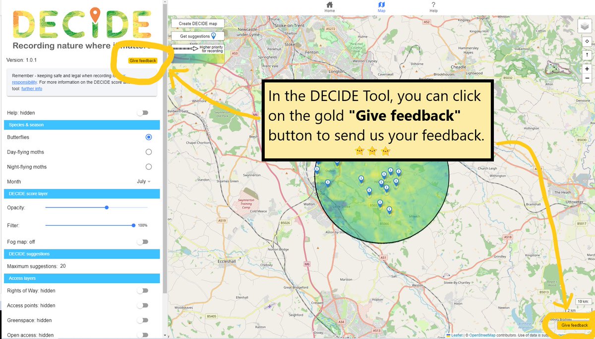 Thanks to all who've given feedback on their impressions of the DECIDE Tool so far.
It's useful to know the strengths and limitations of the Tool when in use by active recorders👍🦋🔎

Please help us by completing the form as often as you like this summer: shorturl.at/ioqxY