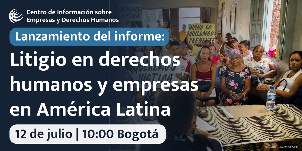 MAÑANA: Lanzamiento del informe 📖 Litigio en derechos humanos y empresas en América Latina 🌎 

Presentamos nuestros hallazgos sobre litigio en #DDHH y empresas, así como los desafíos y oportunidades para realizar un litigio estratégico. Inscríbete 👉 bit.ly/3AGf7b3
