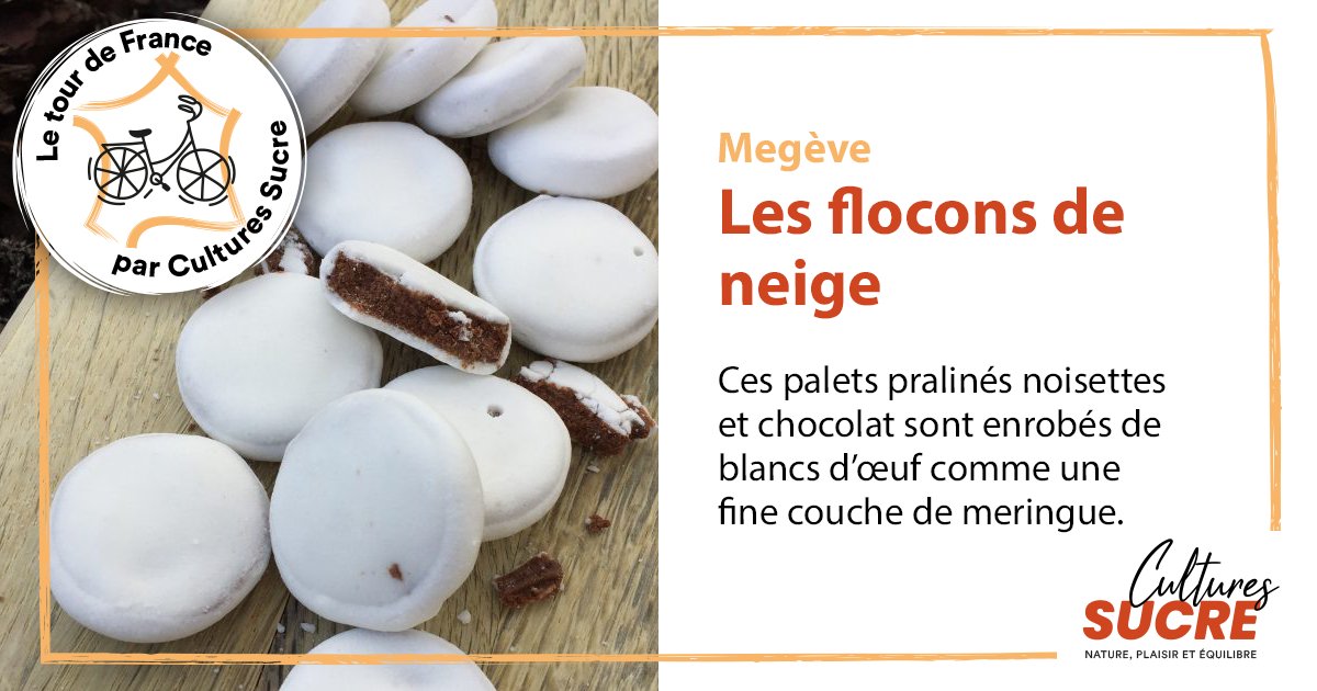Cultures_sucre's tweet photo. [#TourDeFrance]🚲🇫🇷
Ce 12 juillet, le peloton du Tour parcourt 148 km entre Morzine et #Megève. A l'arrivée, on pourra découvrir cette spécialité culinaire : Les flocons de neige❄️, des petits palets praliné noisette et chocolat, enrobés de blancs d’œuf. @megeve @Dep_74 https://t.co/X0Quupz9z1