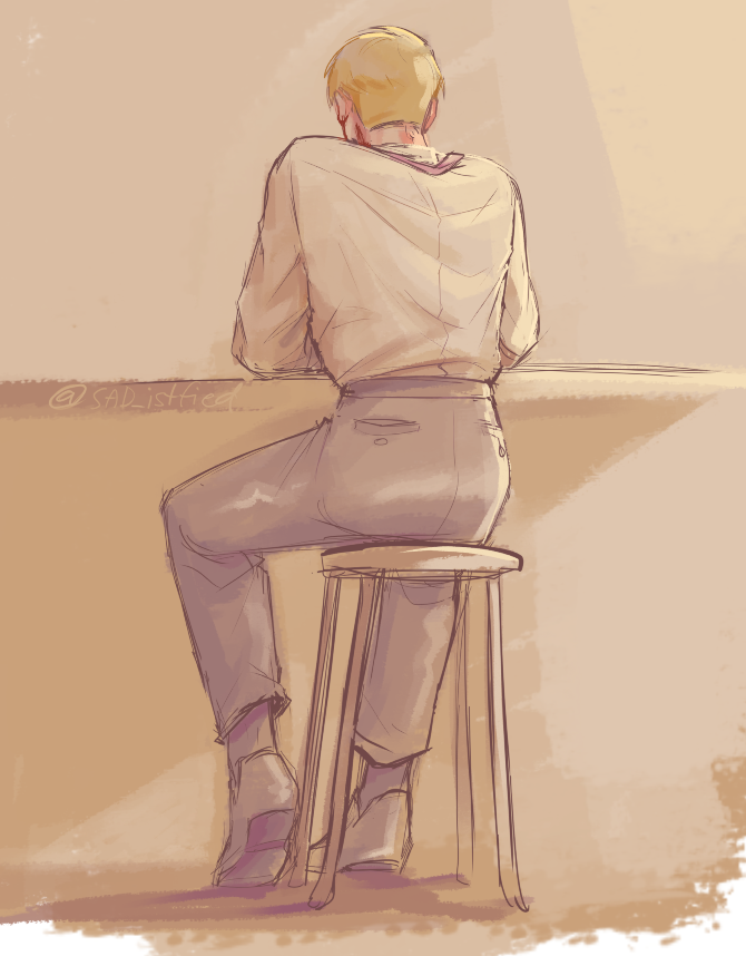 nanami kento 1boy male focus solo blonde hair sitting shirt short hair  illustration images