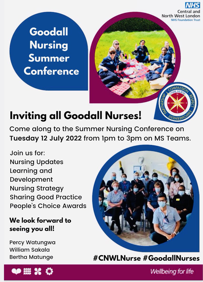 Bmat111's tweet photo. Looking forward to our @CNWLNHS Goodall Nursing Summer Conference tomorrow 12/07/22☀️Opportunity to get together &amp; share good practice, celebrating all things nursing 📝 DM for more info @mariaannobrien @will_sakala @NHSMngr @OdlinVanessa @ClaireCNWL #CNWLNurse #GoodallNurses ❤️ https://t.co/CzieTS3RtM