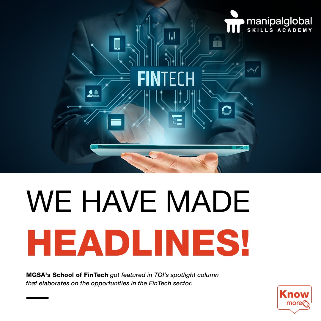 manipalskills's tweet photo. This thoughtful article that appeared in TOI details how #MGSA and #SchoolOfFinTech act as a platform for youngsters to build promising careers in #FinTech. The column features views from our Chief Business Officer, Robin Bhowmik, and a few of our alumni.

https://t.co/3ehlzJdyje https://t.co/H8KepMNKbp