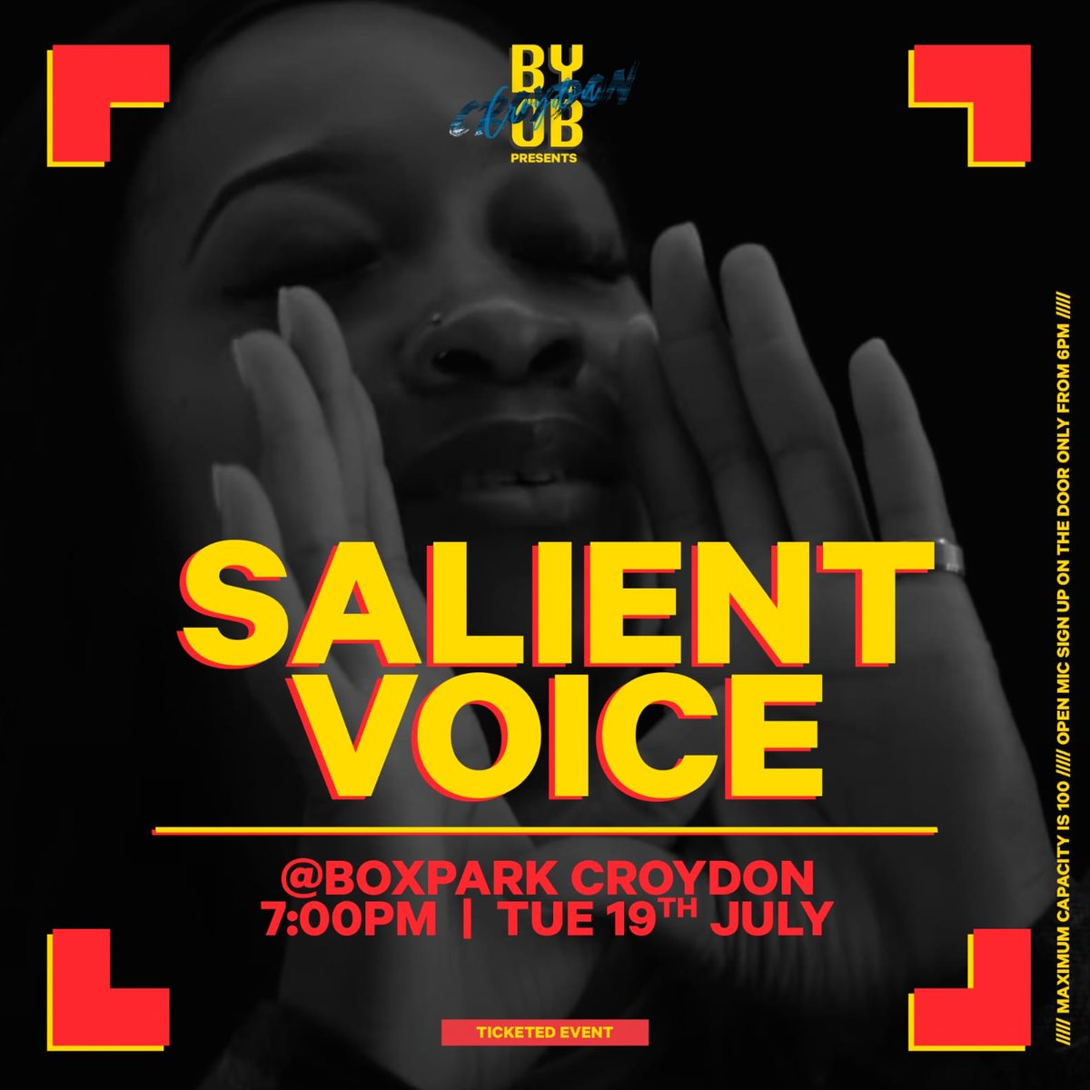 Tuesday 19th sees our next spoken word open mic experience at <a href="/BoxparkCroydon/">BOXPARK CROYDON</a>! Headlined by <a href="/ChefAdoniz/">Chef Adoniz</a> and <a href="/SalientVoice/">Salient Voice</a>

🎟️ Bit.ly/byobevents
🎤 Open mic sign up at door
🚪Doors open 6.30pm
🔞 Photo ID required for entry

#spokenword #spokenwordpoetry #poetry #openmic