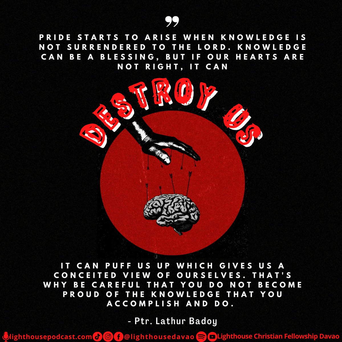 lighthousedavao's tweet image. Have you become proud of yourself because of what you probably know? Make a heart check because pride may lead you to downfall.

#HumilityOverPride
#DetectingandDefeatingPride