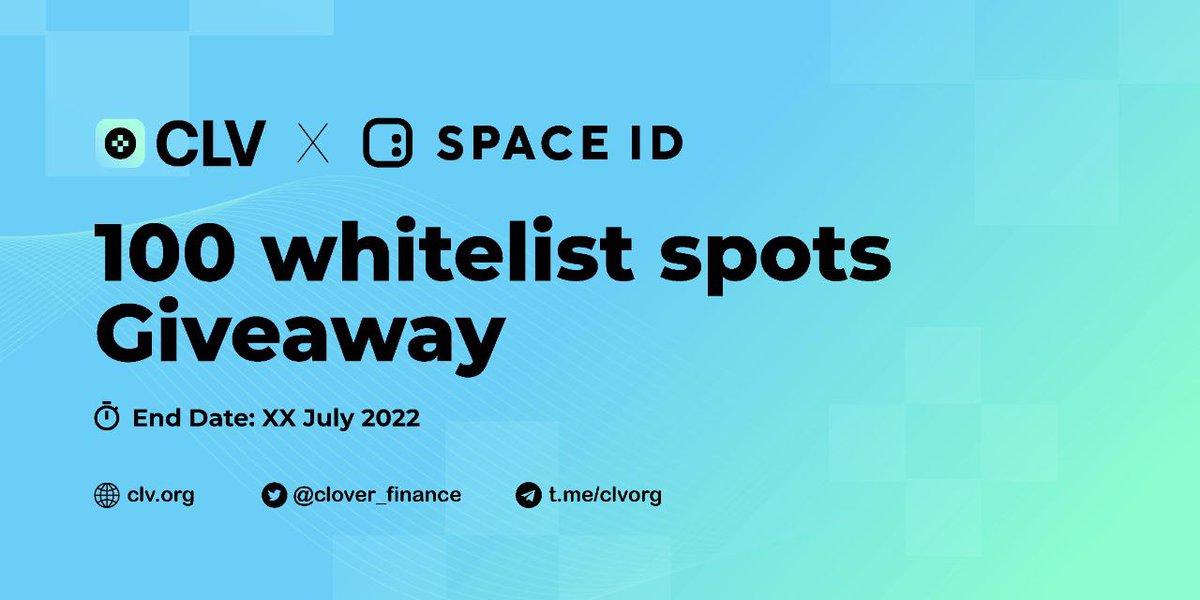 🍀CLV Fam, It's time for GiveAway! It's going to be an exciting one! 

@Clv_org partnered with <a href="/SpaceIDProtocol/">SPACE ID</a>, a universal domain identifier, to #giveaway 100 WL spots for the standard .bnb domain pre-registration round.#DID #Web3 

Here's how to enter the giveaway👇