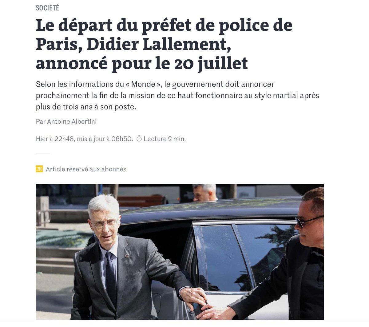 Souhaitons que son départ soit aussi l’occasion de revoir la doctrine du maintien de l’ordre à Paris. 
Nous avons besoin que l’espace public soit réguler, que la liberté de manifester y soit garantie et pas d’une stratégie permanente de la tension et de la violence.