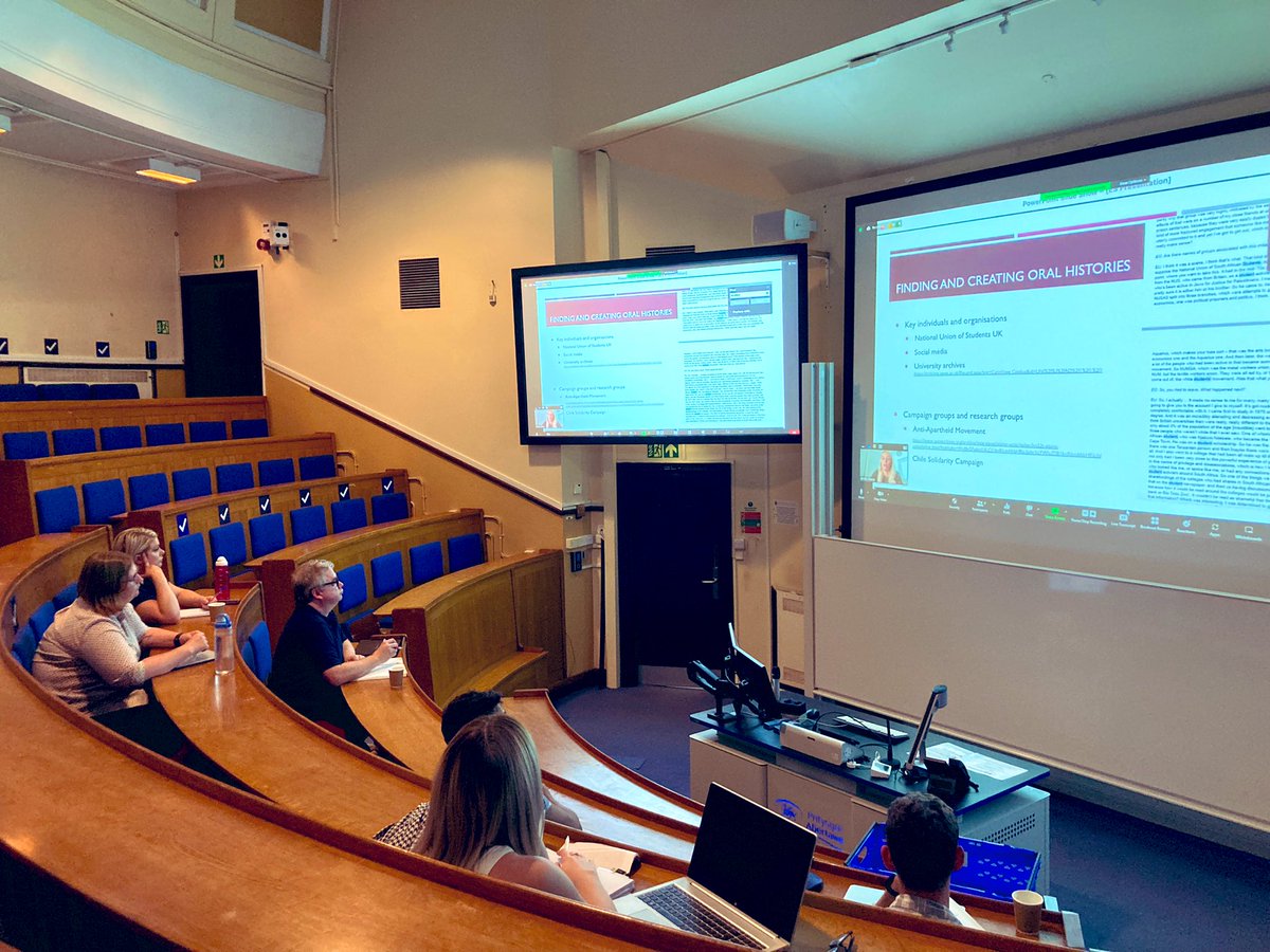 SarahRoseCrook's tweet photo. Delighted to be hosting the third in our series of #NUS100 researching student lives symposium here at (very hot and sunny) @SwanseaHistory and to have @mlyshrp @SamBlaxland @jayrees93 and Bertie Dockerill giving papers on using oral histories https://t.co/LcQ7mIUiSK