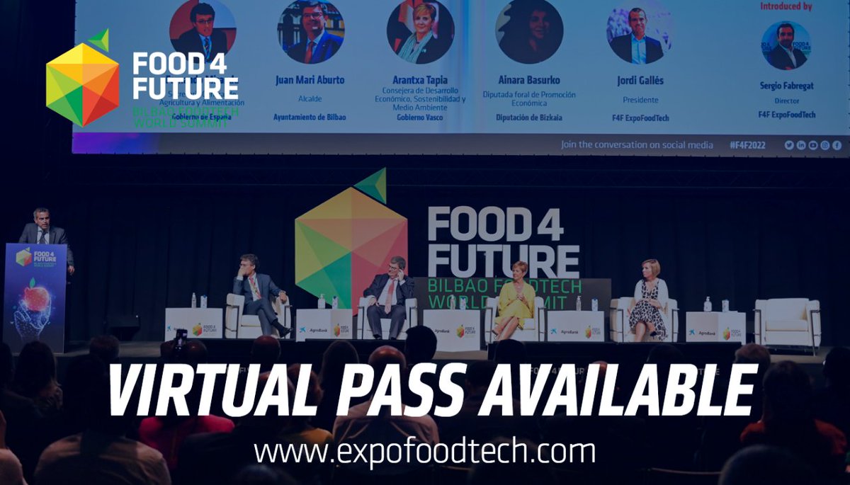 expofoodtech's tweet photo. Couldn't make it to the Food 4 Future World Summit? Get a Virtual Pass!
For just 60€, the #VirtualPass gives you access to 158+ hours of conferences via the #F4F2022 Virtual Platform. Including THE best sessions from 386 industry experts and much more!
https://t.co/leQXjJSwDj https://t.co/oyEDb0iu7G