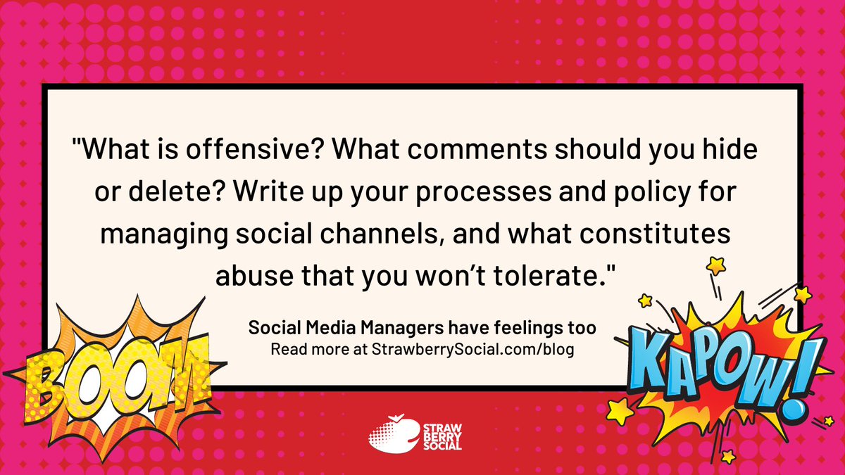 StrawberrySoc's tweet image. Support your social media management team with with clear, documented moderation guidance. 

Read more from @JosephFreeman in our client blog: ow.ly/kSTg50JShCZ
#SocialMediaModeration #OnlineModeration