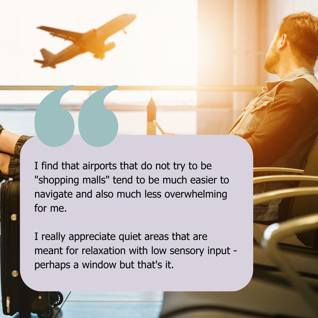 Another shared experience for our #AccessibleTravel campaign.

#QuietSpaces are a recurring theme it seems and they can be hard to come by at busy #airports #bus and #train stations. 

#Neurodivergent #DisabilityInclusion #InclusiveTravel #InclusionMatters #TravelIndustry